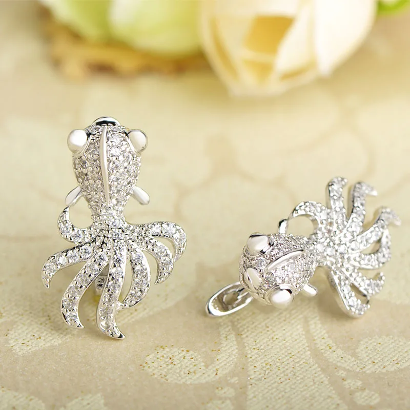 Женские и женские серьги-пусеты MECHOSEN каваи маленькие серьги-Осьминог с блестящим