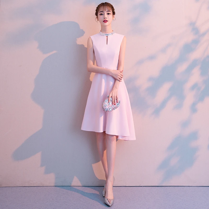 Просто шикарное Розовое женское платье сатиновое миди вечерние платья выпускные