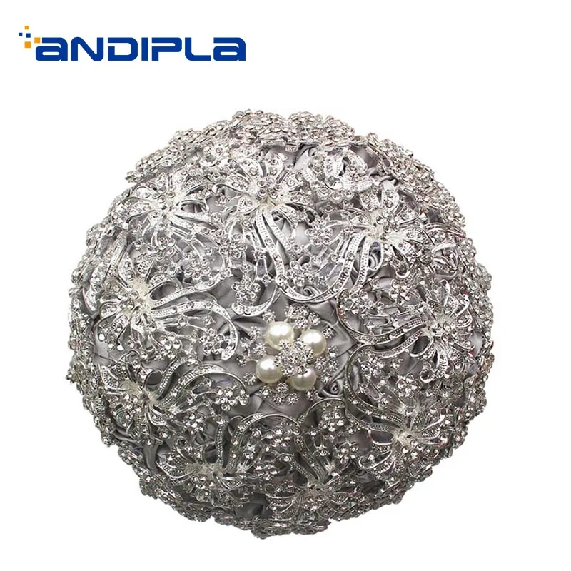 

Luxurious Bride Wedding Bouquet Rhinestone Silver Rose Flower Nosegay / Birthday Gifts Household Decoration Adornment Crafts