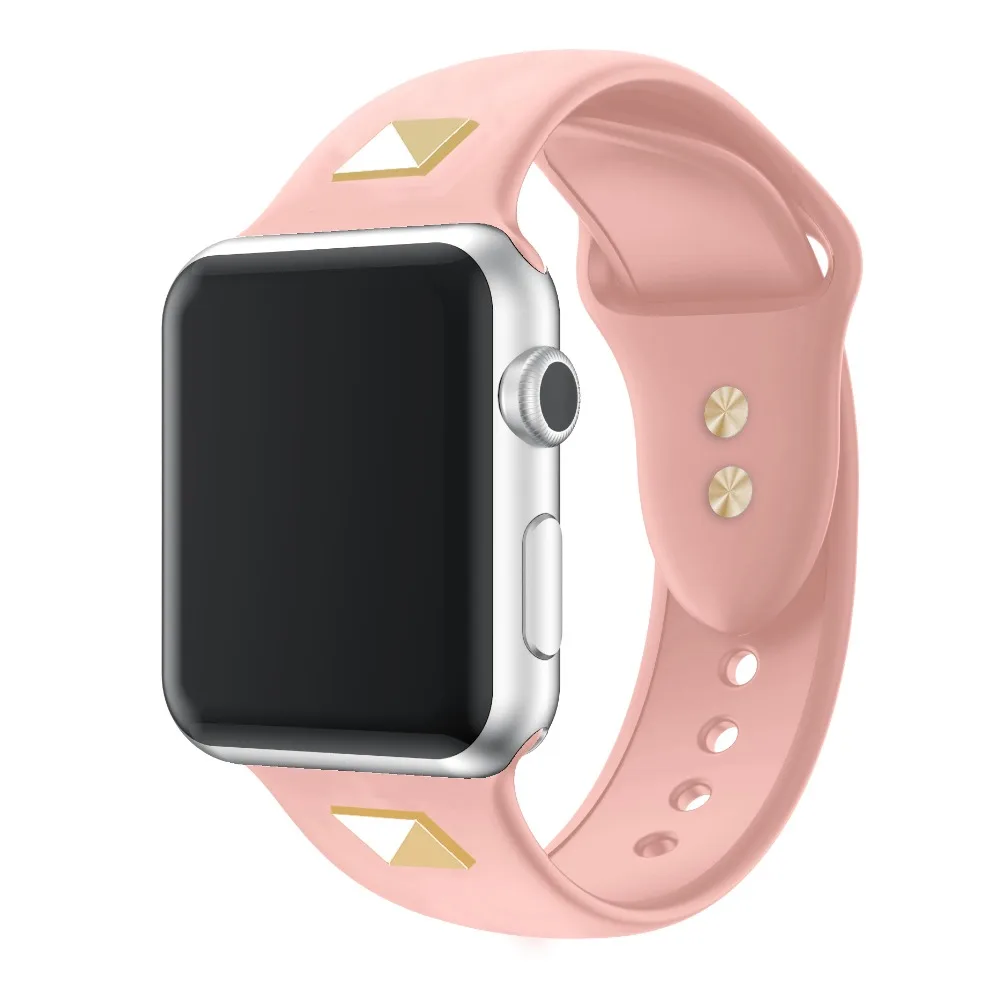 Силиконовый сменный ремешок для часов Apple Watch с заклепками и адаптером Series4 серия 1