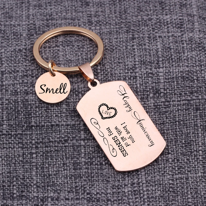 Совместные брелоки I Love You With All Of My Senses Pendant Keyrings Keytags Smell Touch Taste Sight Hearing Five Gift.