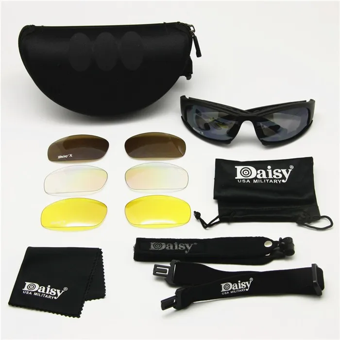 NO POLARIZED Новое поступление, очки Daisy X7, военные очки, пуленепробиваемые армейские солнцезащитные очки с 4 линзами, оригинальная коробка, мужские очки для стрельбы, Gafas - Цвет: NO POLARIZED