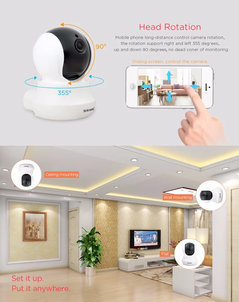 Sricam SP020 HD 1080P WiFi IP комнатная камера безопасности IR-CUT Suvillance Беспроводная камера для домашнего наблюдения CCTV радионяня