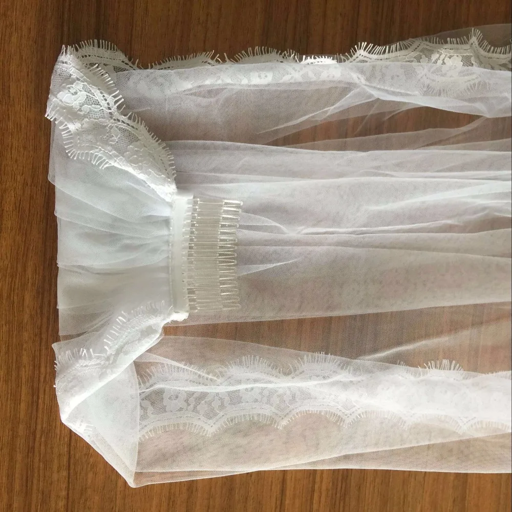 Romantic White Ivory Short Wedding Veils with Comb Bridal Veil veu de noiva longo Decoration Accessories | Свадьбы и торжества