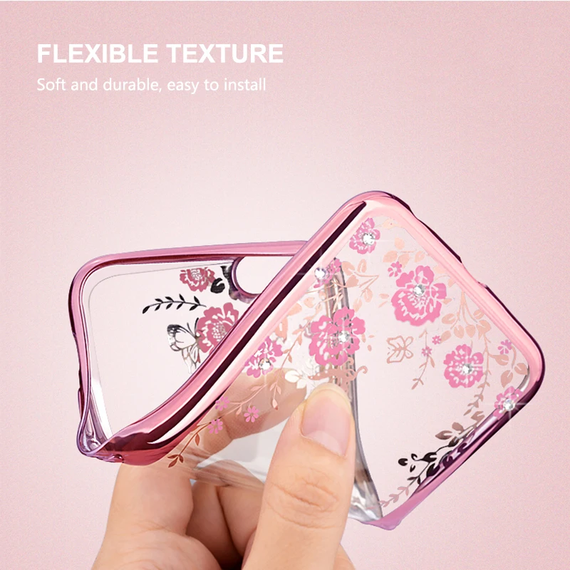 Beworlder For Xiaomi Redmi Note 1S Case Gold Plating Glitter Rhinestone Soft TPU Silicone Phone Transparent Back Cover |
