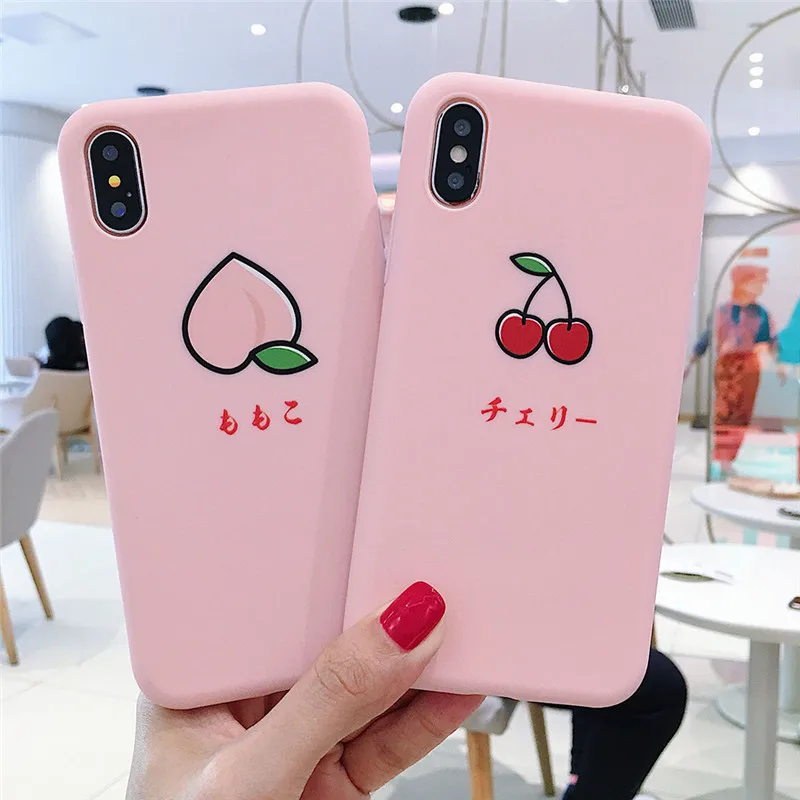 Милый чехол JAMULAR с японскими фруктами и вишней для iPhone 7 XS MAX X XR 6 6s 8 Plus розовый