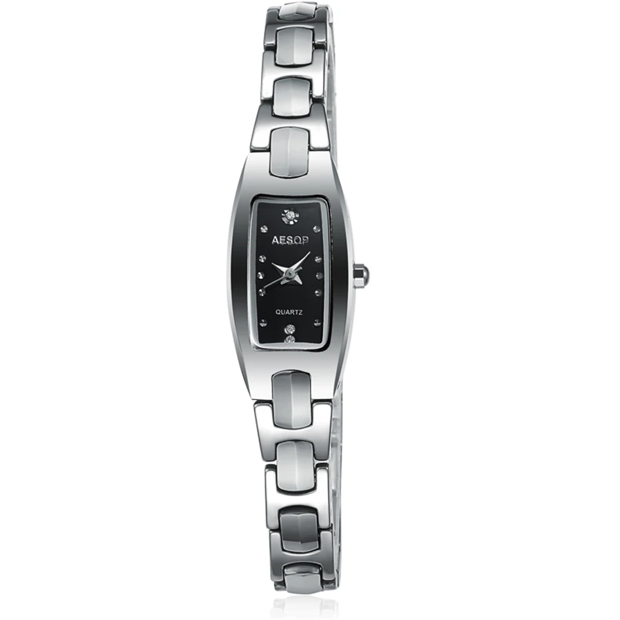 Silver AESOP Women Watch Top Brand Luxury Waterproof Ladies Quartz Watch Stainless steel gold Watch Bracelet Women Watch - Цвет: Silver