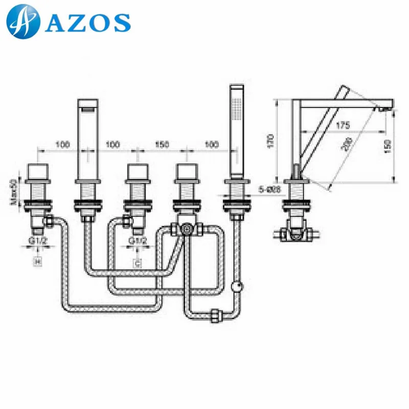 Смесители Для ванны и душа хромированная Полировка ванной Suana 5 шт. наборы насадка