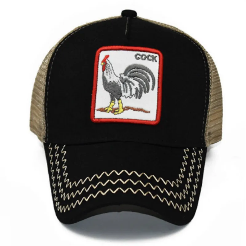 Бейсболка мужская с вышивкой животного повседневная сетчатая бейсболка в стиле