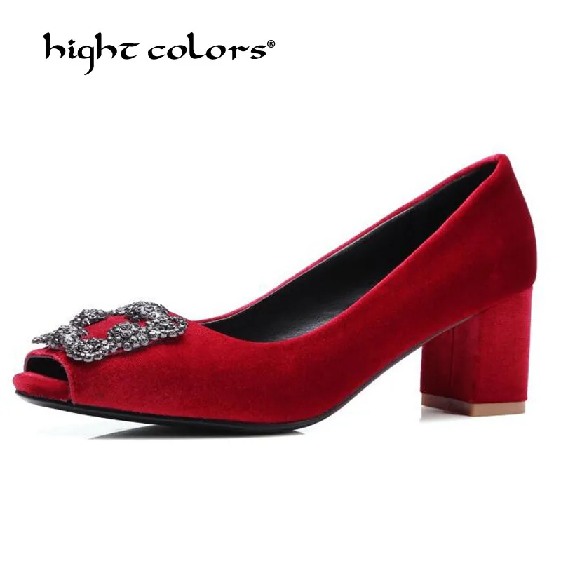New 2019 Flock Peep Toe Female Shoes Fish Mouth Women Pump Solid High Heels 6cm Pumps Sexy Shallow Single Ladies Hw3538 | Обувь