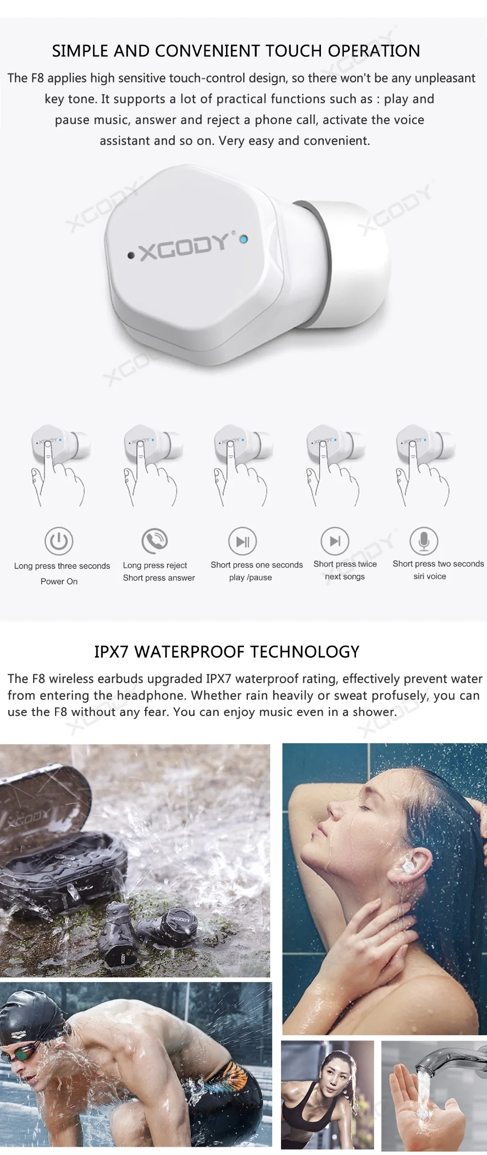 XGODY F8 бизнес беспроводные наушники Мини Bluetooth TWS наушники Handfree шумоподавление наушники с микрофоном для iphone Android