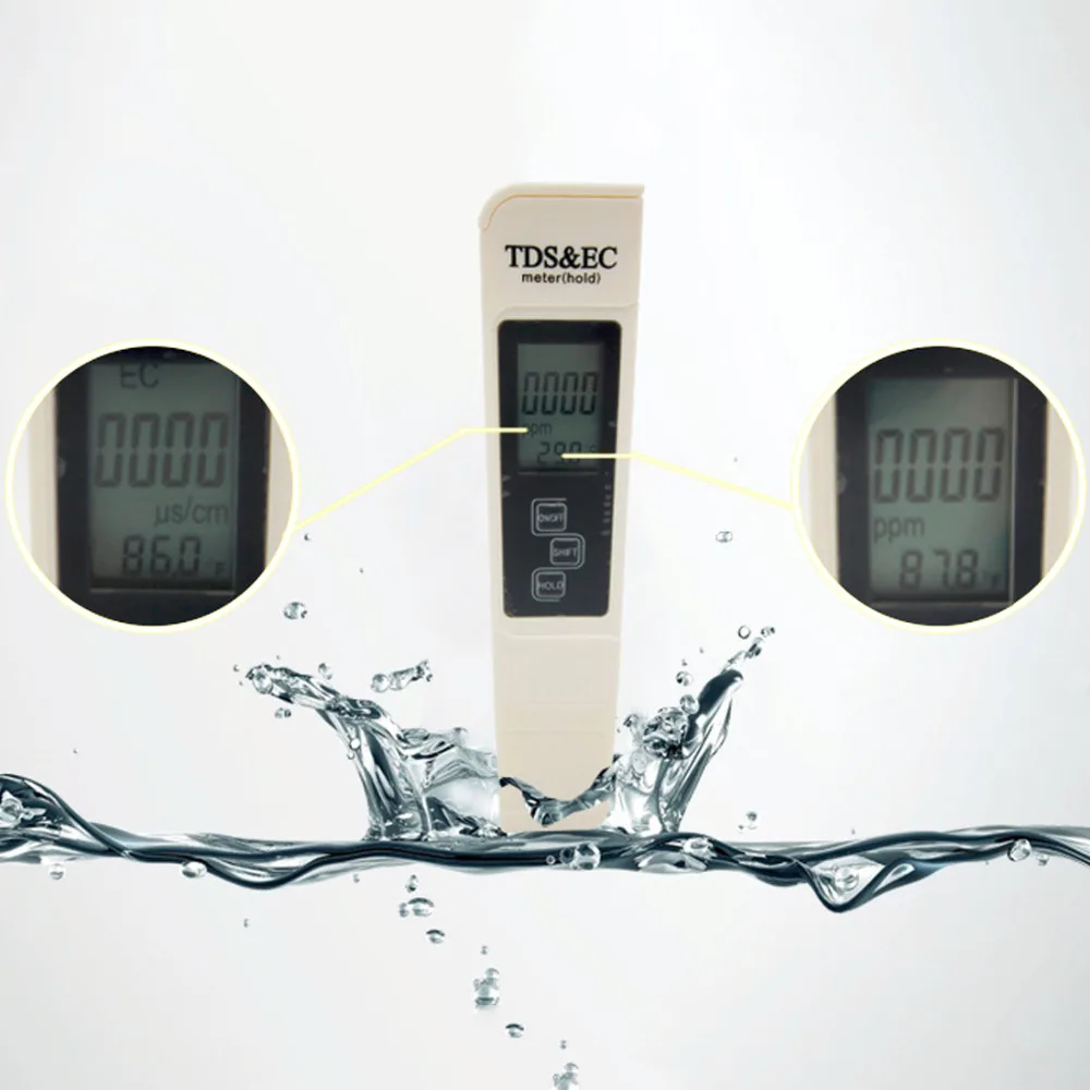 3 в 1 инструмент для измерения качества проводимости воды TDS & EC Тестер 0 9000ppm