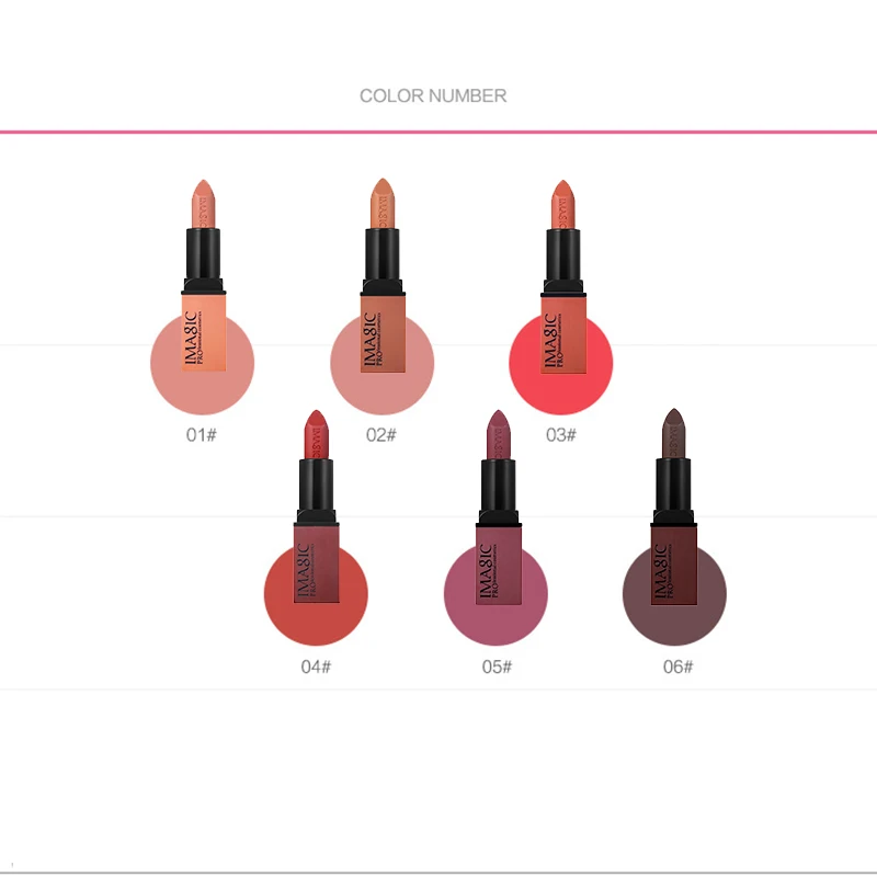 Imagic бархат матовая Губная Помада Make Up 6 Колос Пигмент Долгое batom красный ню Водонепроницаемый Губная помада S Красота губ coametic Макияж
