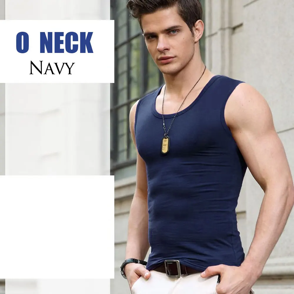 O Neck Denim Blue Летний стиль хлопок майка Мужская Нижняя Майка бренд качество мужской жилет для бодибилдинга стрейч майка человек без рукавов - Цвет: O Neck Denim Blue
