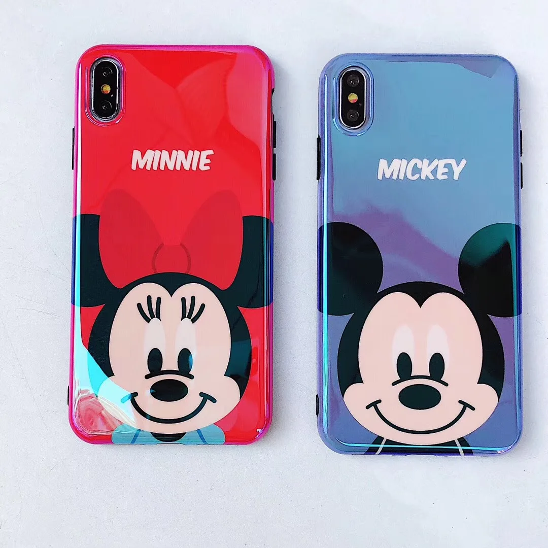 Милый Blu-Ray чехол для телефона с поддержкой Микки и Минни iphone 6 6s 7 8 Plus X XS MAX XR 2 в 1 Fundas