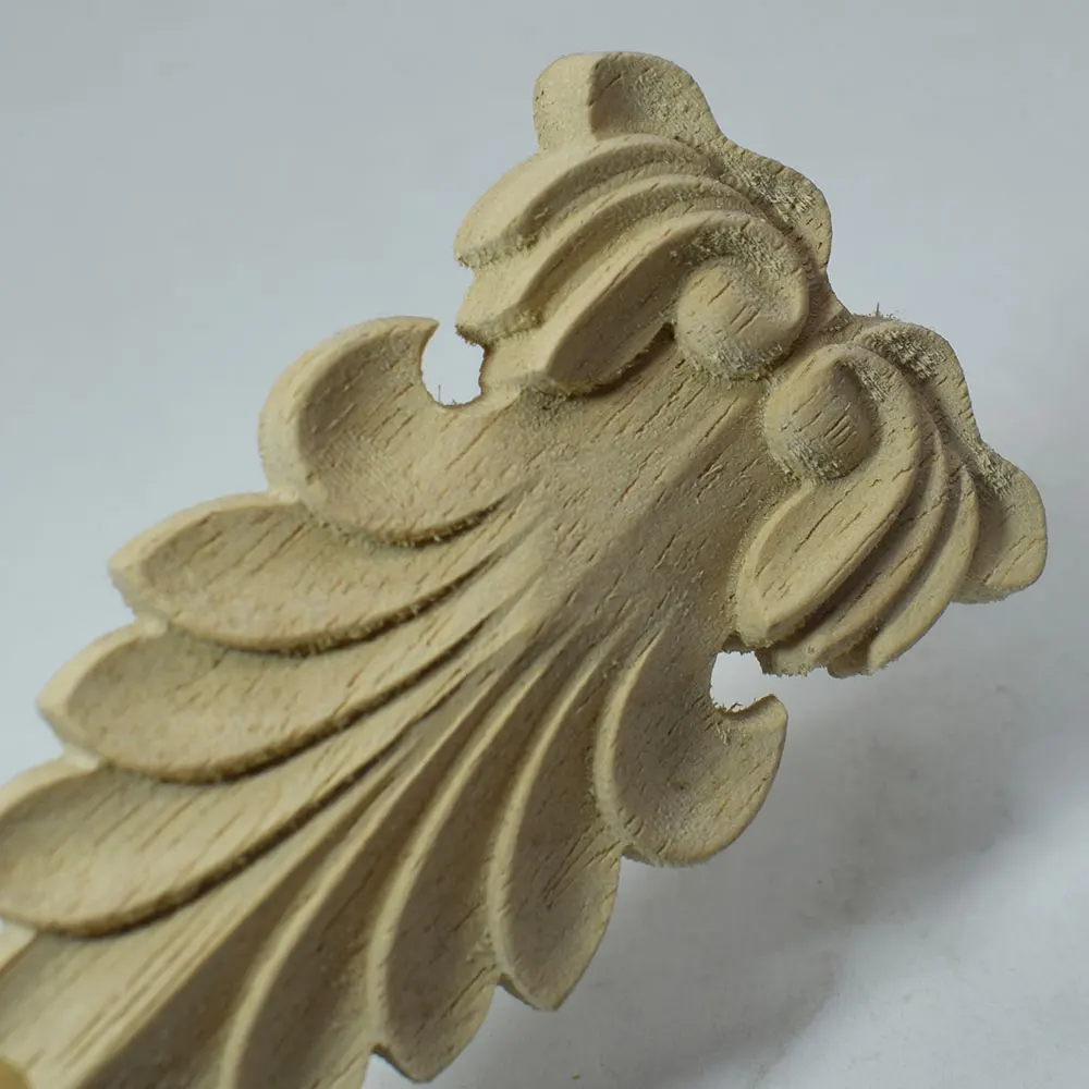 Цветок резьба натуральное дерево аппликации для мебели шкаф неокрашенные
