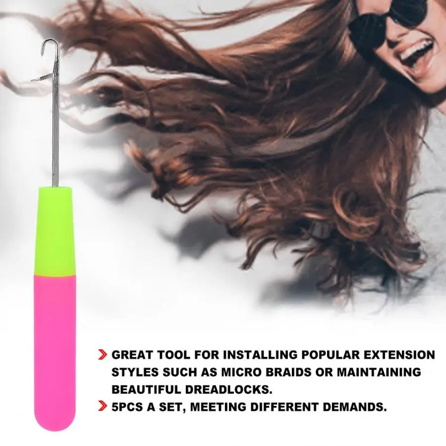 Crochet Latch Hook Needles Hair Extension Braiding Crafts Skill Tool Kit Hair Extension Tools