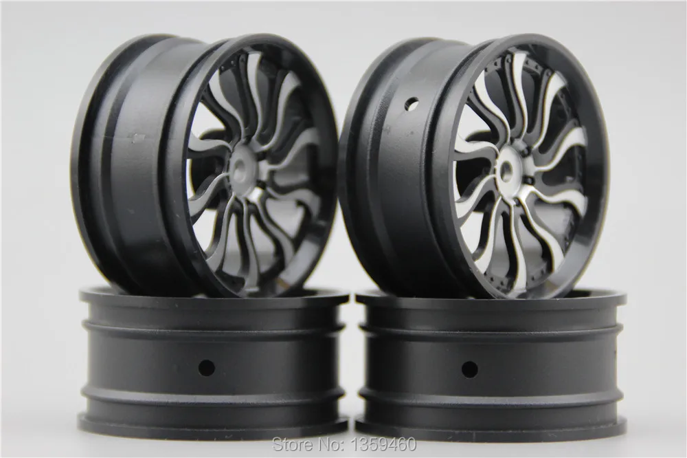 Колесный обод с волнами (серебристый) 0 мм 4 шт.|1/10 rim|drift wheel1/10 drift |