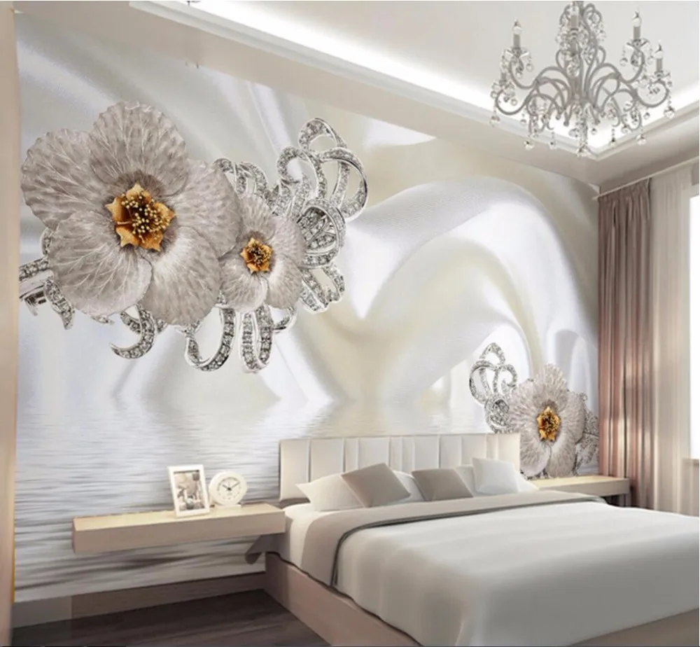 Beibehang papel де parede пользовательские фото обои Большая фреска 3d Роскошные цветы 3d ювелирные изделия ТВ фон стены 3d обои