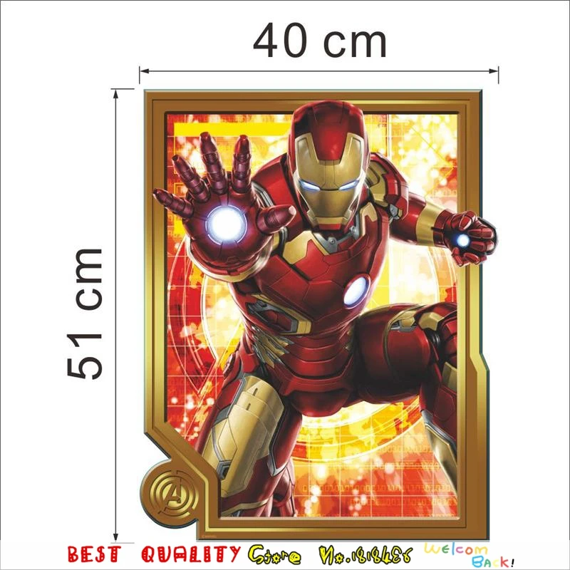 3D Superhero Железный Человек Водонепроницаемый Стикер Стены Наклейки Детская