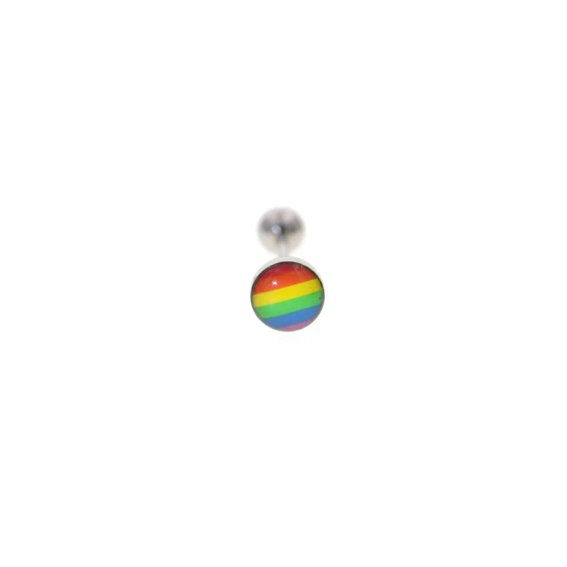 Rainbow 1.6x16mm 1 шт. уникальный дизайн дерева язык пирсинг кольцо для соска Пирсинг в форме гантели ювелирные изделия Percing кольца в язык штанги кольцо - Окраска металла: Rainbow 1.6x16mm