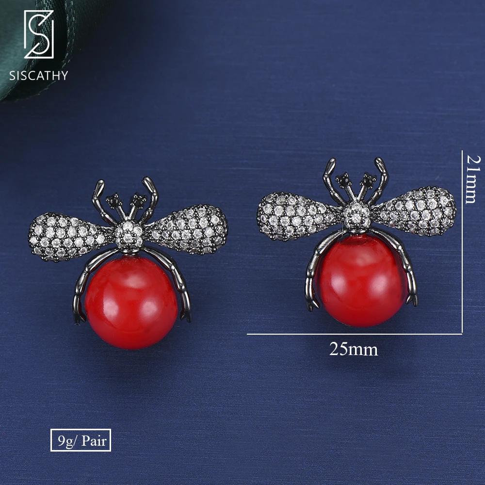 Модные серьги-гвоздики с кубическим цирконием AAA уникальные в форме Насекомого