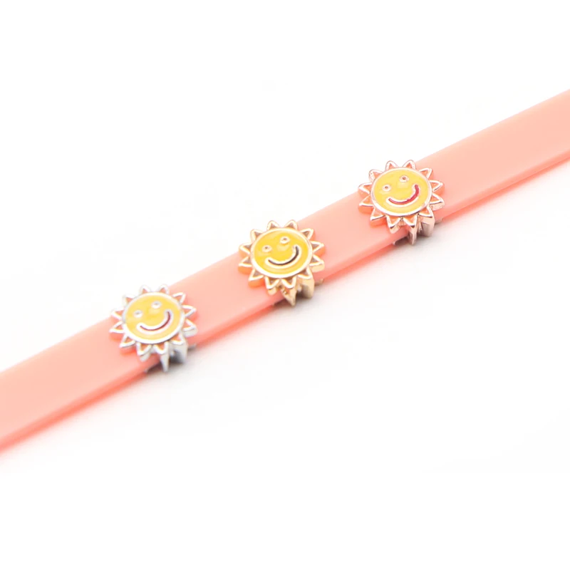 SANSHOOR Jewelry Little Sun Slide Charms подходит для 8 мм широкий сетчатый кожаный браслет женщин и