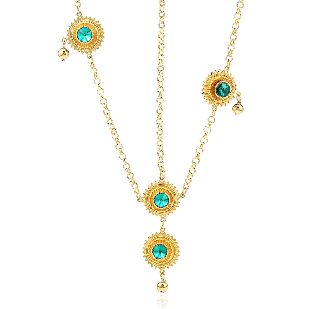 Женский комплект ювелирных изделий Ethlyn золотого цвета ожерелье + серьги браслет