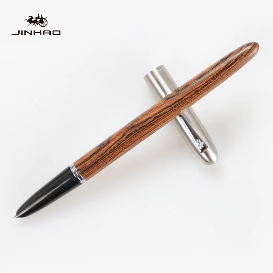 Tiger sandalwood Винтажная классическая деревянная авторучка 0,38 мм дополнительный тонкий наконечник Jinhao 51a школьные офисные принадлежности Caneta - Color: Tiger sandalwood