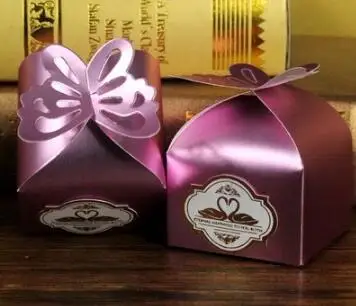 light purple 2 100 шт, свадебные подарочные коробки для конфет с бабочкой, вечерние, фиолетовые - Цвет: light purple 2