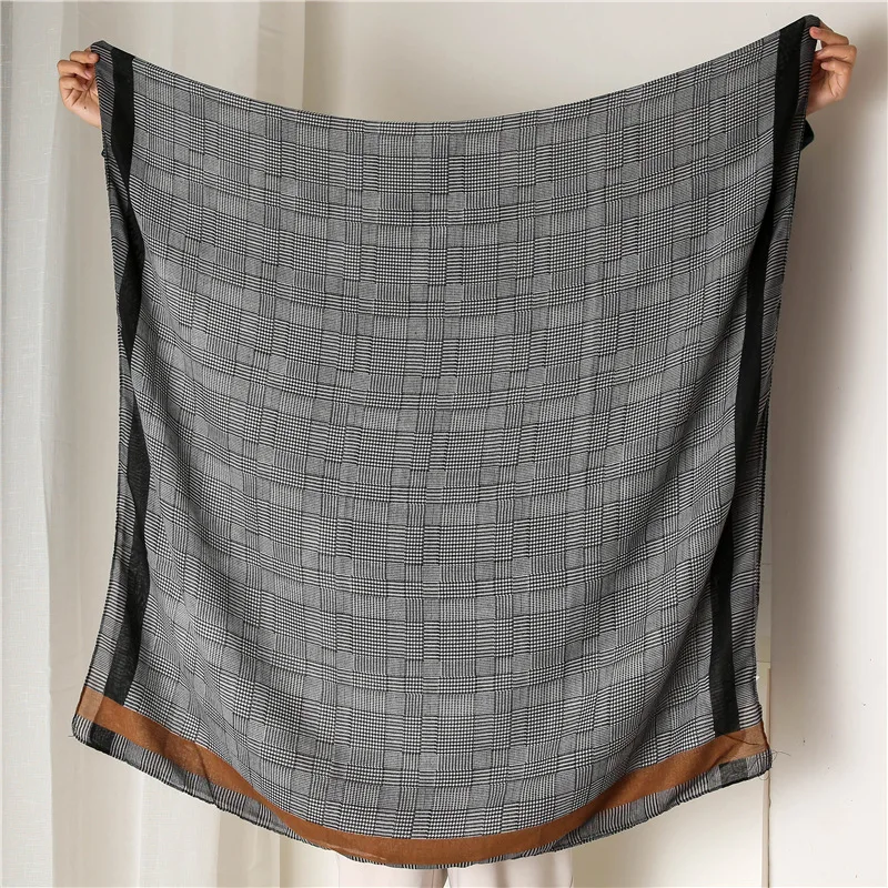 New Design Plaid Striped Viscose Shawl Scarf Women High Quality Printe Pashmina Stole Bufandas Mujer Muslim Hijab 180*90Cm