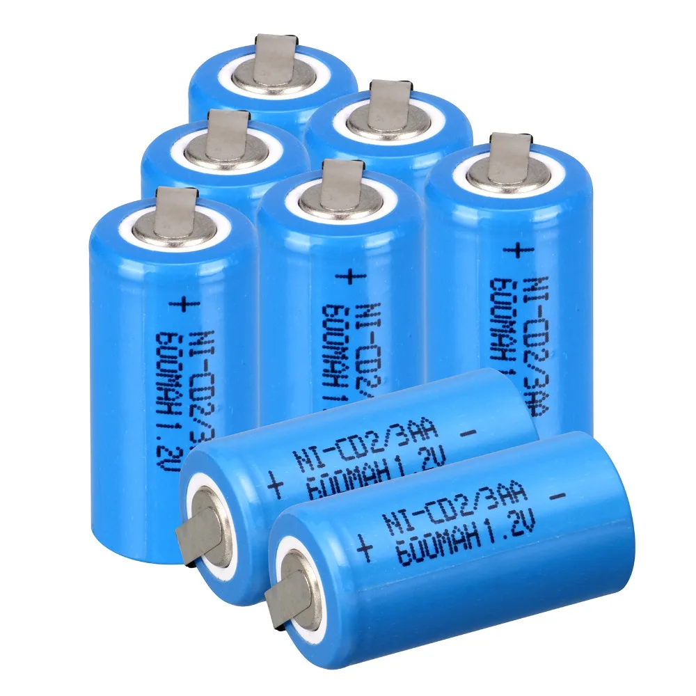 8 шт. Ni Cd 1 2 в 2/3AA перезаряжаемые батареи NiCd голубые 600 мАч|nicd batteries|rechargeable batterybattery a |