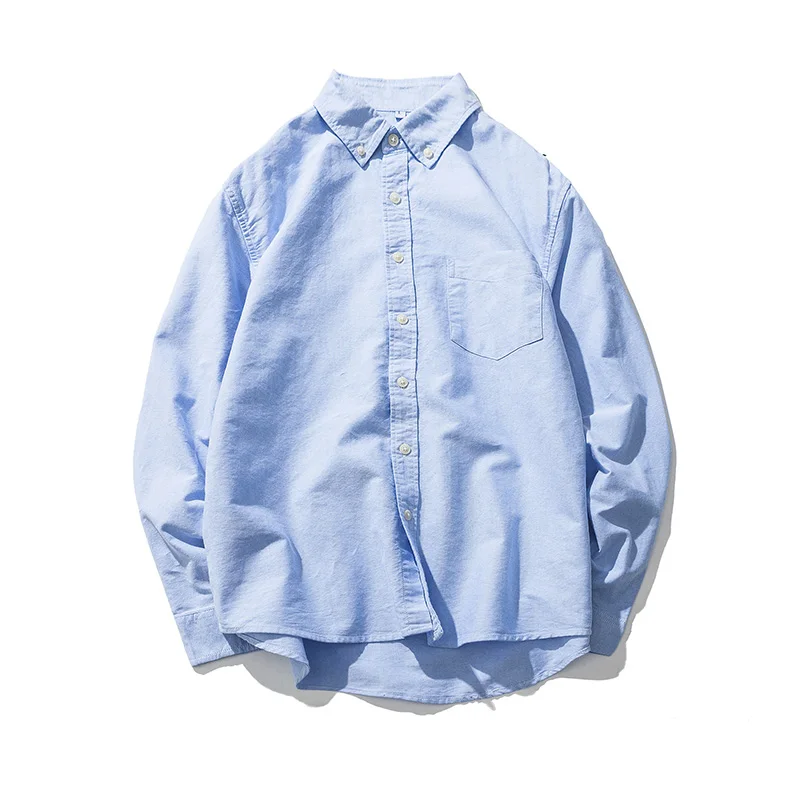 Mens Long Sleeve Solid Oxford платье рубашка с левый нагрудный карман высококачественный