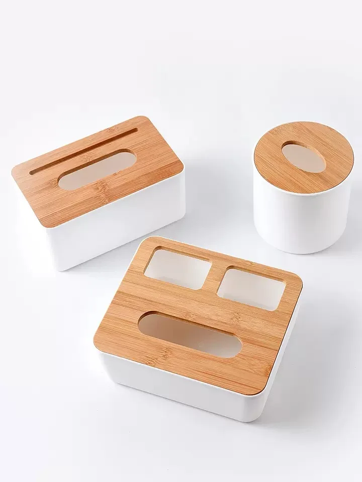 

Plastic Tissue Box Home Living Room Creative Paper Napkin Holder Wooden Cover for Car Remote Control Storage Box Organizer