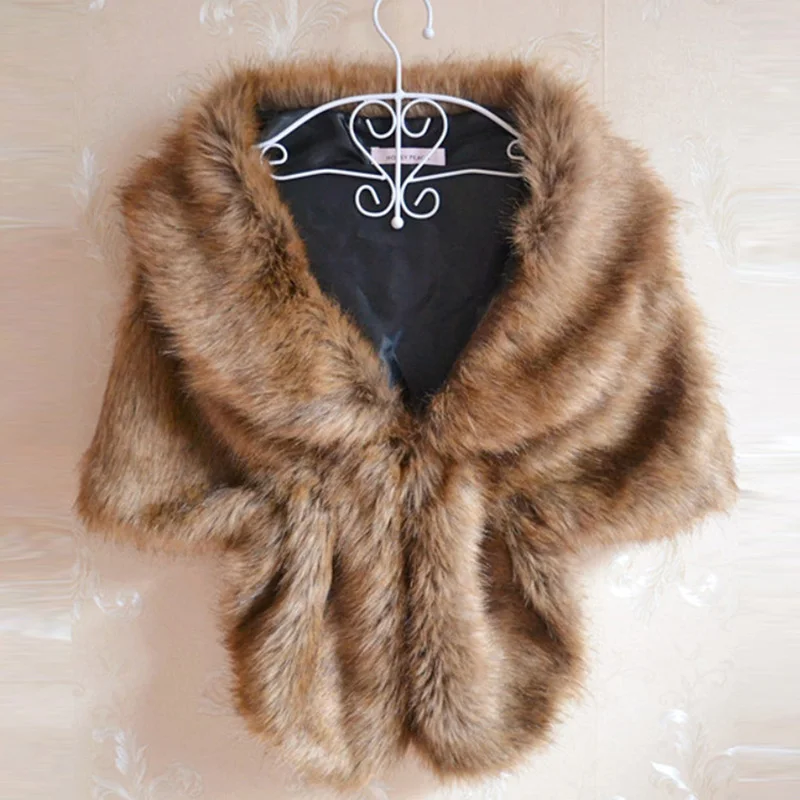 Женская зимняя накидка из искусственного меха для платья белого черного