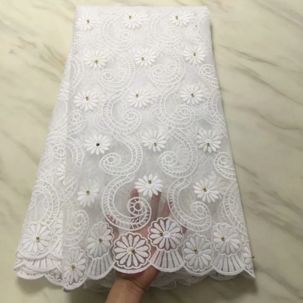 5 ярдов/партия оптовая продажа белое синее Африканское французское кружево с