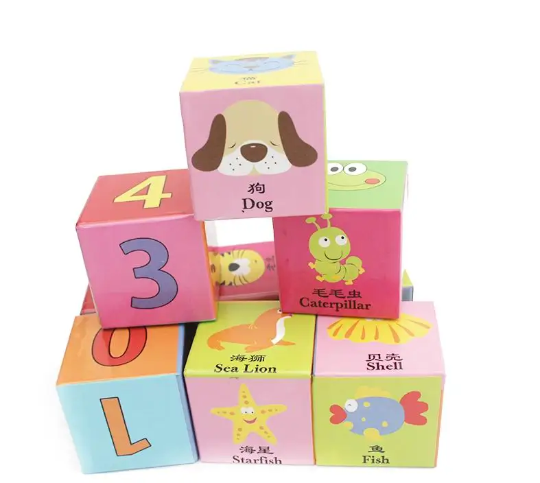 Детский деревянный квадрат 9 шт. 4*4 см Блок игрушек/дети 6 сторон животные