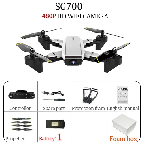 0.3MP white 4K SG700 S мини Дрон Вертолет Дистанционное управление 4CH WiFi оптический поток двойная камера Квадрокоптер дроны - Цвет: 0.3MP white