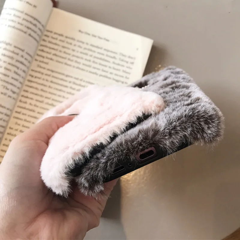Rabbit Hair Fur Fluffy Phone Case for samsung galaxy M10 M30 S M20 A10E J4 J2 Core Note 10 J6 PLUS 2018 J7 NEO Grand prime pro |
