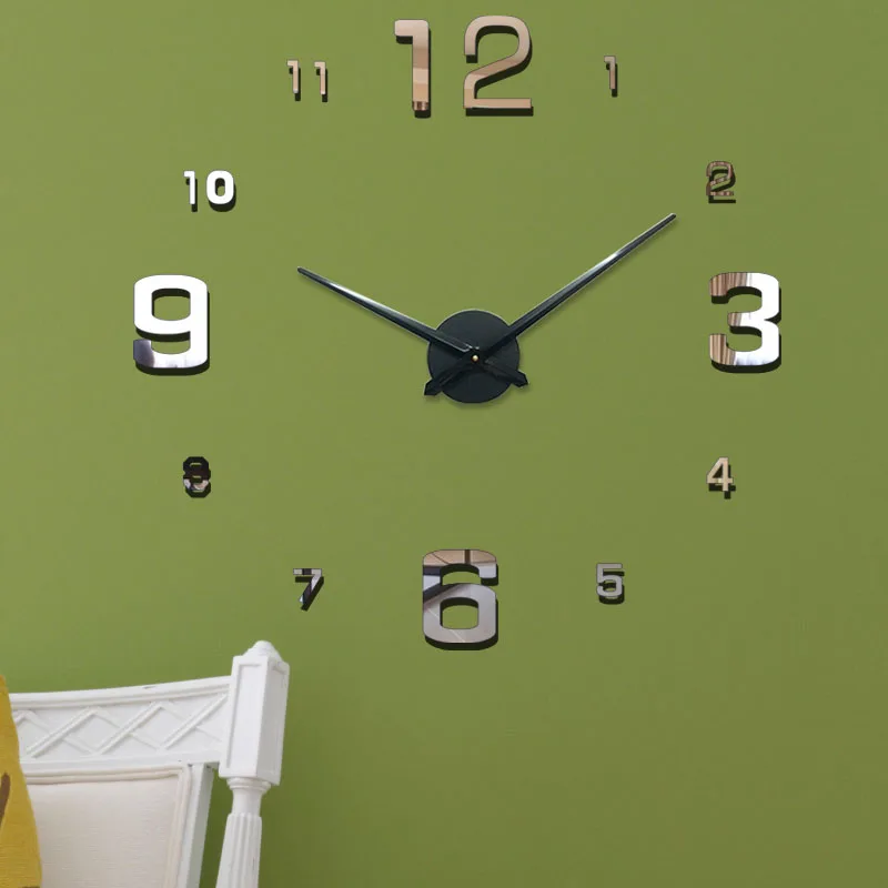 Большие настенные часы зеркало моды большой Размеры Стикеры Гостиная Красивая