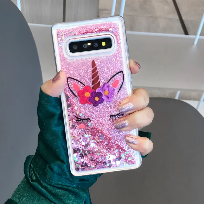 YHBBCASES Единорог каблуки мягкий чехол для Samsung Galaxy S8 S9 S10 Plus Note 8 9 динамические жидкие