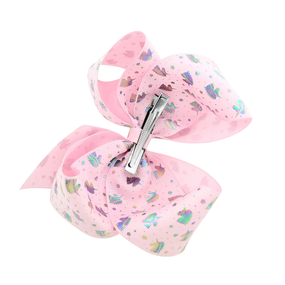 6&quot Large Hair Bows For Teens Girl Women 12 Bulk Handmade Unicorn Print Grosgrain Ribbon Jojo Bowknot Accessories Barrettes | Детская