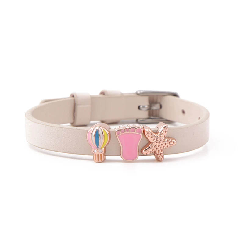 Keamsty 3pcs Pink Toes 8mm Keeper Slide Charms for Women Stainless Steel Mesh Leather Bracelet Making Personalized | Украшения и