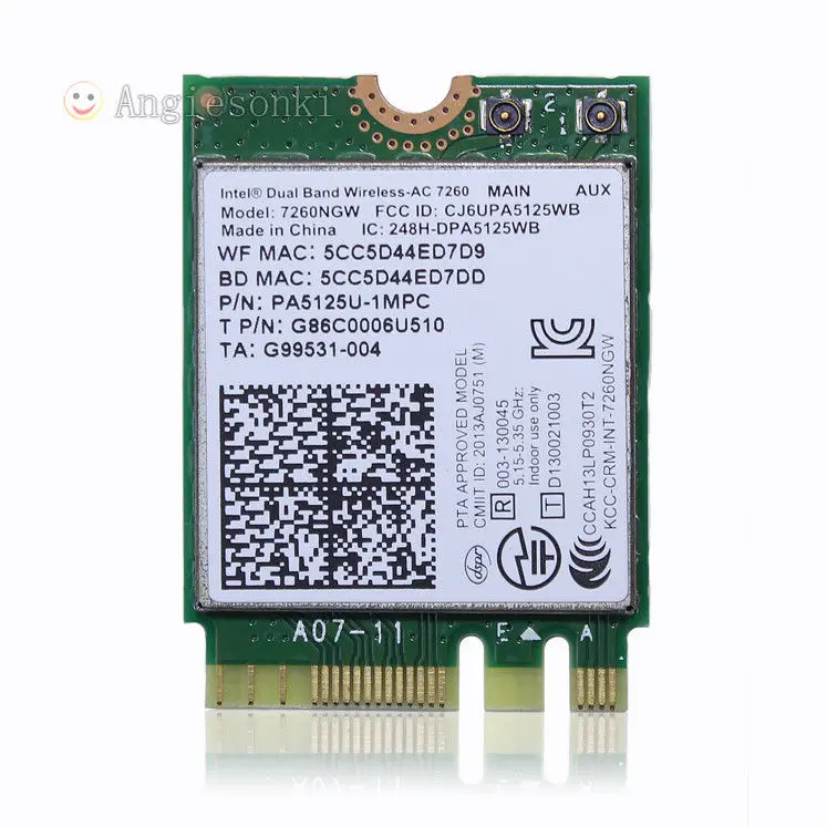 7260AC NGFF WiFi WLAN карта Bluetooth 4 0 и 2 шт IPEX-4 Gen4 IPEX MHF4 антенна | Компьютеры офис