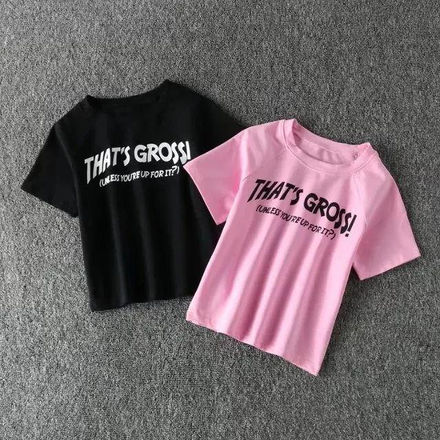 Bazaleas 2017 That's Gross Print женская укороченная футболка летние повседневные рубашки с
