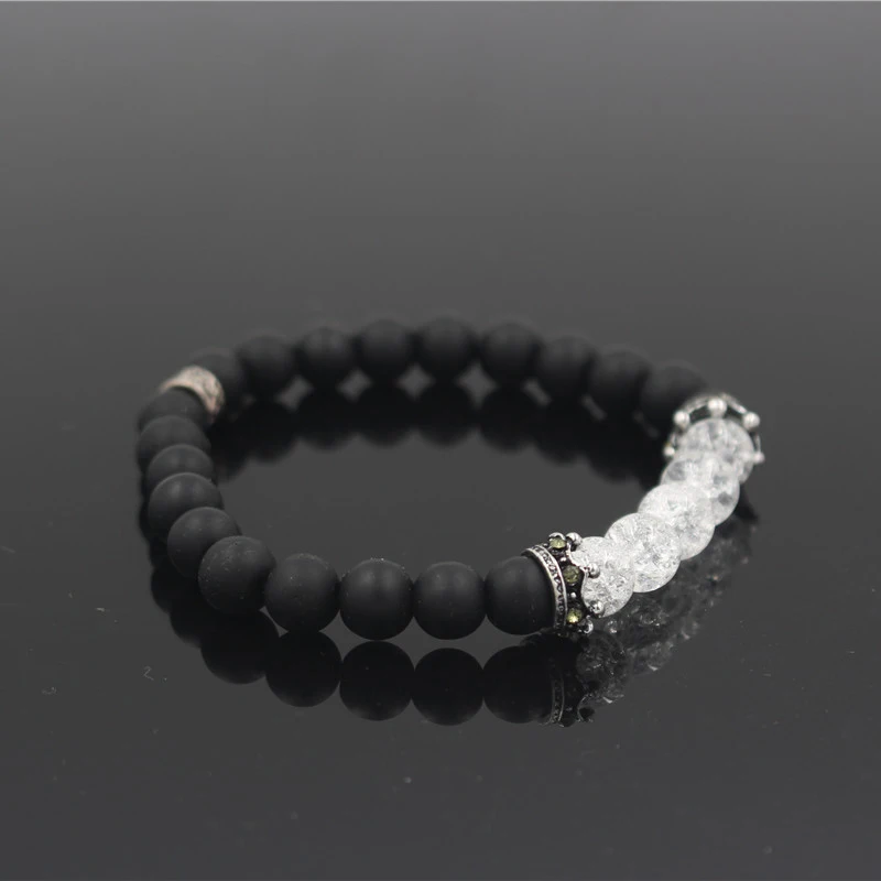 Мужской Двойной Проложить CZ очаровательный браслет с короной для влюбленных 8 м