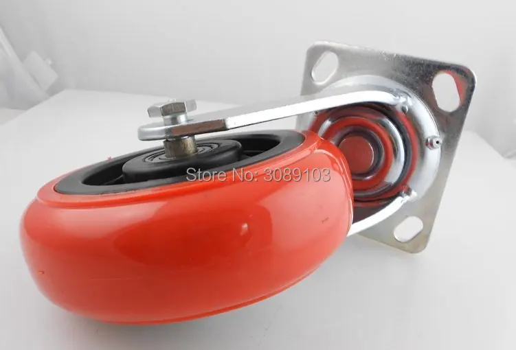 

4 pcs PVC /PU red Korean 4 inch heavy duty pvc caster wheel industrial Hand wheel casters with brake