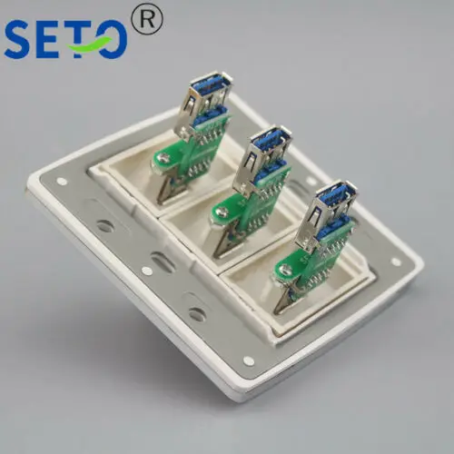 86 Тип три порта USB3.0 Выходная панель настенная розетка Keystone лицевая | Обустройство