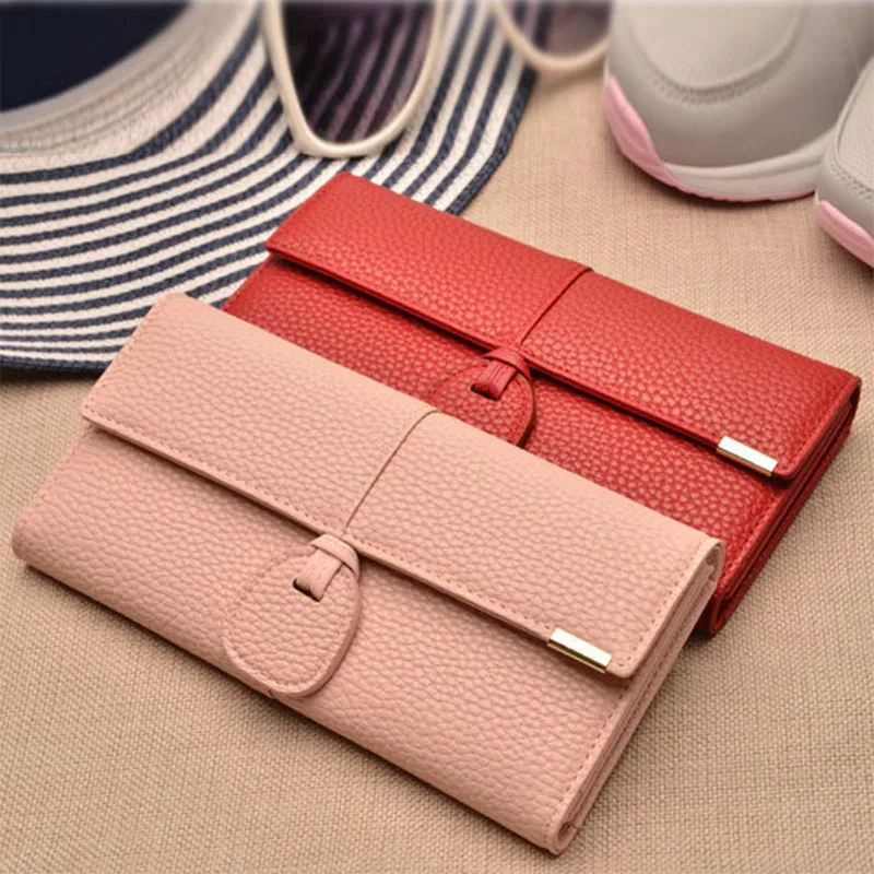 New Fashion Women Wallets PU Leather Wallet Women's Long Design Purse Two Fold More Color Clutch Sac -35 | Багаж и сумки