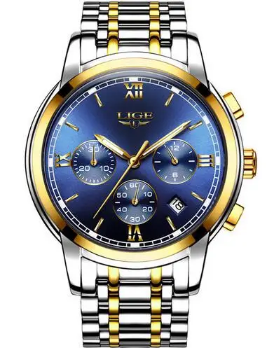 gold blue S LIGE, новые модные женские часы, женские Бизнес Топ брендовые полностью стальные водонепроницаемые кварцевые часы для девушек, часы Relogio Feminin - Цвет: gold blue S
